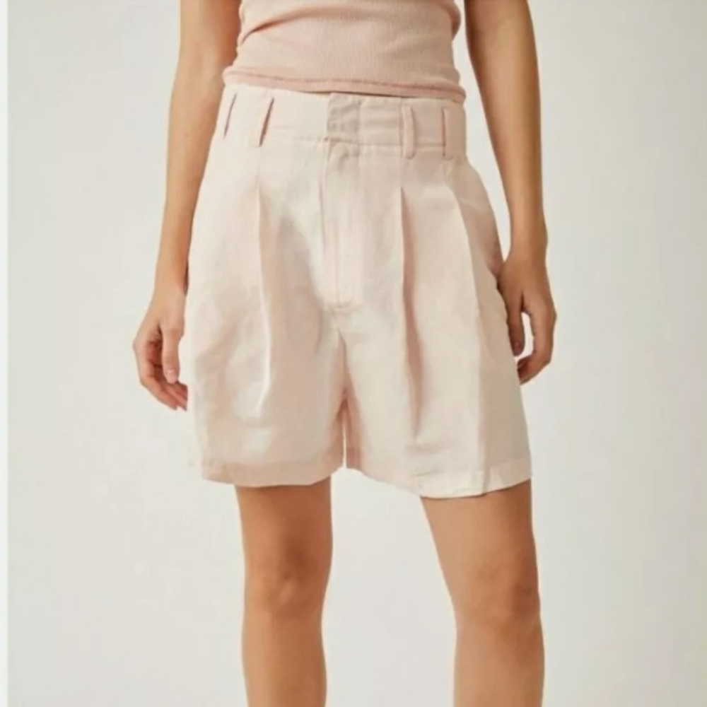 Free People Calla Linen Trouser Shorts